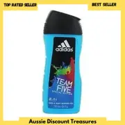 Adidas Team Five Menthol Mens Shower Gel and Shampoo, 250 ML Au