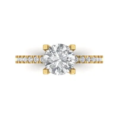 1.71Ct Round Cut VVS1 White Sapphire Gold Engagement Promise Statement Ring