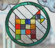 Handmade One of a Kind Stained Glass Patchwork Quilt Scottie Terrier Dog