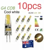 10pcs G4 LED 3W 12V AC DC COB Dimmable Globe Cool white light bulb