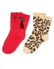 GYMBOREE READY DRESS GO! LEOPARD SKIN N CAT 2-pair OF GIRLS SOCKS 3 4 5 7 8 9 10