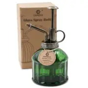 Glass Plant Mister, 6.3 Inches Tall Vintage Style Spritzer Bronze Plastic Top...