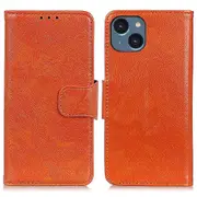 Phone Case for iPhone 15 Plus Split Leather Nappa Texture Cover with Stand Wallet
