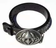 Casino Skulls Ace of Spades Removable Buckle & Solid Black Studded Leather Belt