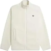 [Fred Perry] Mens Unisex M6671 Zip Through Borg Fleece Coat Jacket in Ecru Cream - Extra Large, Ecru, XL