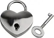 [Geardeangloow] Mini Padlock Heart Shape Luggage Case Padlock Lock with Key Silver