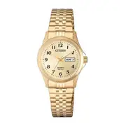 Citizen Ladies Gold Watch Model EQ2002-91P Stainless Steel Date & Day 4974374275363
