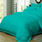 Fabric Fantastic 1000tc Ultra Soft Striped King Size Teal Quilt/doona/duvet Cover Set