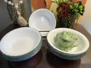 Set Of 11 Corelle CALLAWAY Ivy Green Swirl 7 1/4” SALAD / CEREAL /PASTA BOWLS
