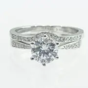 2 1/4 CT Diamond Engagement Ring Set Round F/VS2 14K White Gold Size Selectable