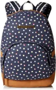 Volcom Vacations Canvas Backpack Navy Blue Spotted Travel Shoulder Bag Back Pack