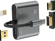 [Kefiany] iPhone 15 Pro Max USB C Hub Lan + Micro SD + SD Card Reader + USB 3.0 + HDMI + Thunderbolt 4 Quick Charger Docking Station (8-in-1) USB-C to DisplayPort Card Reader Switch for HP Surface Apple Macbook