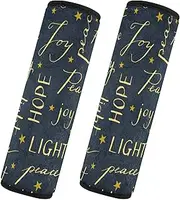 Car Seat Belt Pads 2 Pcs Breathable Car Safety Seat Belt Strap Shoulder Pad Camera Bag Strap Cover Car Accessories for Adults and Kids S Christmas Pattern with Winter Holiday Words