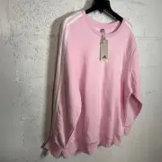 Adidas plus size 3 Stripe Fleece Pullover Sweatshirt, Pink/white 3X