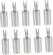 Cabilock 20Pcs Reusable Stainless Steel Corn Forks Ergonomic BBQ Skewers for Grilling Corn Fruits Snacks Non Slip Handles Easy to Clean for Home Camping Parties