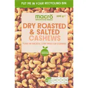 Macro Dry Roasted & Salted Cashews Nuts 500g