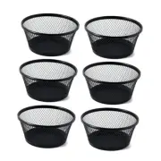 6Pack Paper Clip Holder Wire Mesh Paperclip Dish Holders Desktop Round Paper