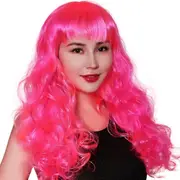 Adult Hot Pink Wavy Long Wig