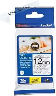 Brother TZe-131S Labelling Tape Cassette, Black on Clear, 12mm (W) x 4M (L), Laminated, Brother Genuine Supplies
