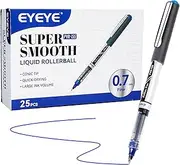 EYEYE Liquid Ink Rollerball Pens, 0.7mm Fine Point Tip, 25 Pack Blue Rollerball Pens Quick Drying, Rolling Pen Smooth Writing for Journaling, Note Taking, Office and School Supplies