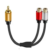 RCA Splitter Cable 1 Male 2 Female, Gold Plated Plug Stereo Hifi Audio Adapter Y