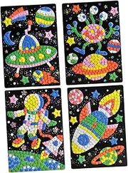 WHAMVOX Unique Sticker Mosaic Art for Boys and Girls Pcs Eva Diamond Stickers Spaceship Alien Boys and Supplies