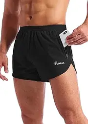 [Pudolla] Men’s Running Shorts 3 Inch Quick Dry Gym Athletic Workout Shorts for Men with Zipper Pockets