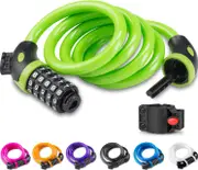 Bike Lock with 5-Digit Code Bicycle Lock Combination Cable Lock Lightweight-Green