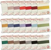 [Griffin] Silk Bead Cord Perlseide – Size 2 (0.45mm) 21 Color Sampler – 2 Meters per Card – Stainless Steel Needle Attached – for Knotting Pearls, Gemstones, Crystals and Beads