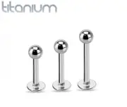 14G 16G 5/16" 3/8" 1/2" IMPLANT GRADE TITANIUM LABRET LIP EAR TRAGUS STUD RING