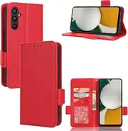 Compatible with Samsung Galaxy M14 5G Wallet Case,PU Leather Folio Flip Case Compatible with Samsung Galaxy M14 5G Cell Phone Leather Case Red