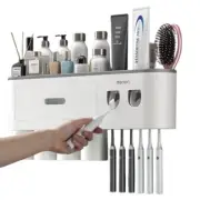 Automatic Toothbrush Holder With Cups Toothpaste Dispenser Magnetic Bathroom