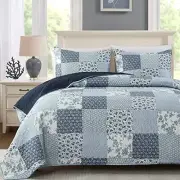 3-Piece King Quilt Set, Lightweight Soft Full Size Quilt Patchwork Bedspread