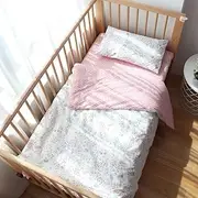 100% Cotton Crib Bedding Set for Toddler Boys Girls,3Pcs Include Duvet Cover,Fitted Sheet,Pillowcase, Baby Bed Linen,Nursery Decoration,No Filler (Swan)