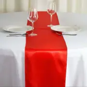 Lot of 47 Red 12" x 108" Wedding Party Satin Table Top Runners Linens NEW!