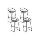 Set Of 4 Bar Stools Steel Fabric Grey And Black