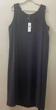 NWT $378 Eileen Fisher Nocturn Silk Scoop Neck F/L Dress XL 1X 2X