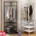 Corner Metal Coat Clothes Stand Rack Hat Shoes Racks Thicken Hanger Shelf Tidy