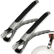 2 Pcs Anti-Hot Gripper Clips Stainless Steel Gripper Tongs for Dishes Microwave Toaster Oven Steamer