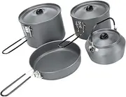 HONMEET 3-4 Person Camping Cooking Set Portable Kettle Nonstick Camping Cookware Outdoor Cooking Accessories