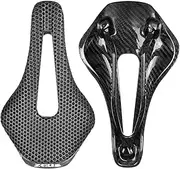 3D Printed Carbon Fiber Bike Saddle,Breathable/Waterproof/Light Unisex Cushion Seat for BMX, MTB & Road-Black(Full Carbon Fiber&Nylon)