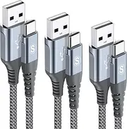 USB C Cable [ 3M+2M+1M,3Pack ] MAXGROUP USB-A to USB-C 3.1A Fast Charging Type C Cable for iPhone 16 15 Pro Max Plus, Samsung Galaxy S25/S24/S23/S22/S21/S20/S10/S9/S8, Note,Sony, Huawei, Google Pixel