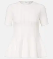[Max Mara] Max Mara Epoche peplum open-knit top UK 6 white