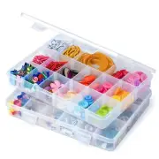 2 Pcs Clear Plastic Adjustable Jewelry Organizer Divider Storage Box, 18 Grids