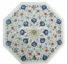 18" Marble Side Coffee Table Semi Precious Stones Floral Inlay Bedrooms Decor