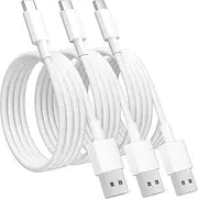 [3Pack 1M+2M+3M USB C Charger Cable,Type C Cable Fast Charging,USB to USB C Cable Braided for iPhone 15,Galaxy S23/S22/S21/S20,Note 10/9/8,Huawei,HTC,LG,Moto,Google Pixel,Etc White