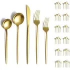 Gold Silverware Set 60 Piece Service for 12, Titanium Gold Plated Stainless S...