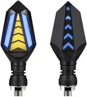 Motorcycle Indicators Turning For Y&AMAHA 12V 10mm Motorcycle Turn Signal Double Side Flow Direction Light Sequential Flowing Flash(2 X Amber Blue)