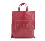 NEW Gucci Pink/Orange Coated Canvas Montecarlo Tote Bag