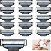 Pack of 16 Razor Blades Refills, Replacement Blades for Wet Razors, Men, Manual Professional Hairdresser, Beard Blades, Men, 3-Layer Safety Razor, Steel Blades, Ugrade Barber, Universal Men